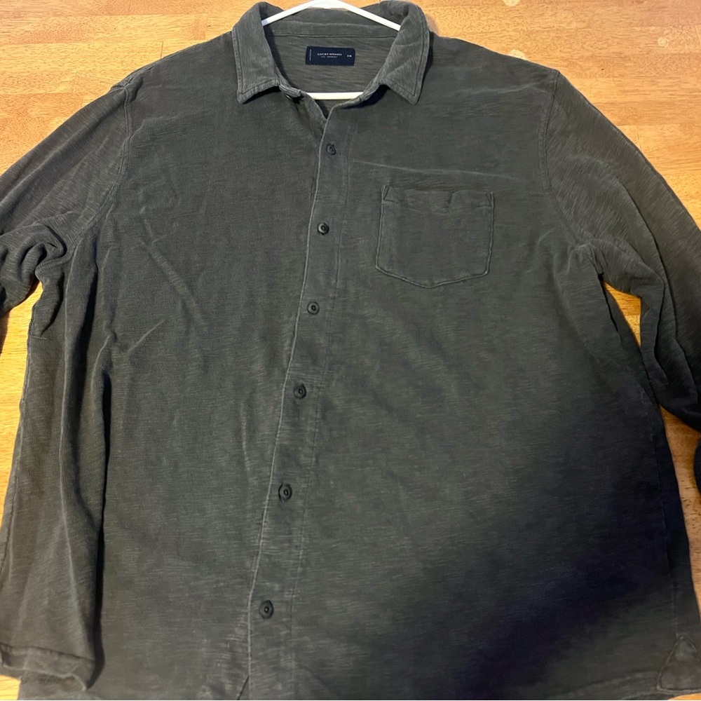 Lucky Brand Charcoal Casual Button-Down Shirt